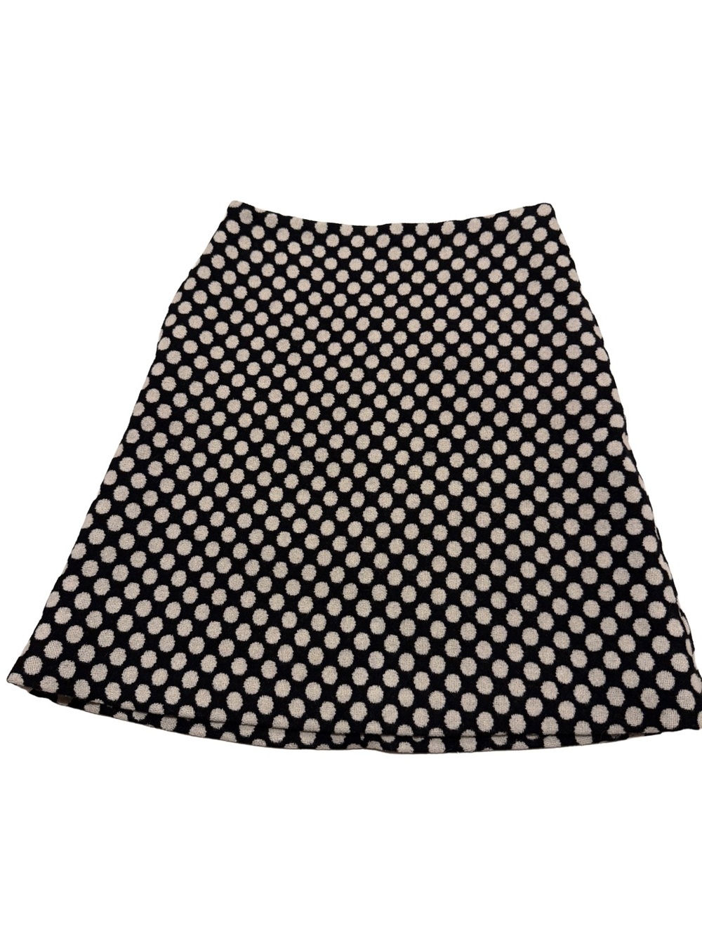 Boden Wool Blend Polka Dot A-Line Skirt Black Cream Size 6